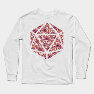 Purple Sunset Gradient Rose Vintage Pattern Silhouette D20 - Subtle Dungeons and Dragons Design Long Sleeve T-Shirt